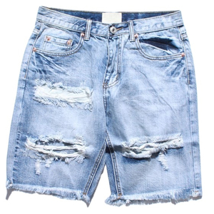 Short en jean délavé personnalisé, style vintage tendance, pour l'été, streetwear et tenue décontractée, unisexe. - Product Image 1