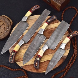 Handmade Damascus Steel <b>Knife</b> Set with Camel <b>Bone</b> & Wood <b>Handles</b> - 5-Piece Professional Chef <b>Knife</b> Set - Product Image 4