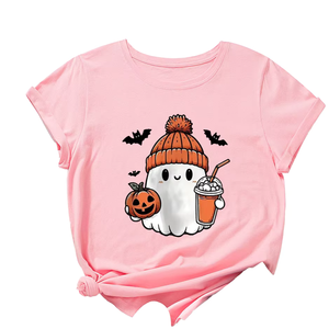 T-shirt pour femmes, mignon, dessin animé, Halloween, coton doux et respirant, imprimé graphique, vente en gros - Product Image 3