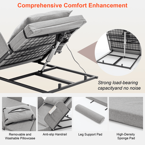 Letto Elettrico Regolabile per Anziani e Pazienti in Gravidanza, Gamma di Sollevamento 4-68 Gradi, Capacità 300 Libbre, con Sponde di Sicurezza - Product Image 3