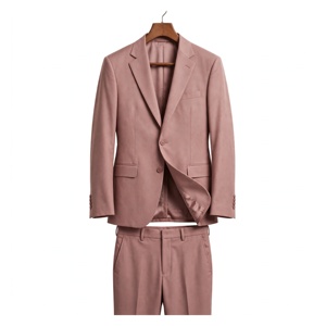 Costume d'affaires rose en polyester pour homme AMKOOR ENTERPRISES, style britannique, simple boutonnage, col cranté, anti-plis, 340g, coupe classique - Product Image 1