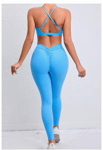 Ensemble Soutien-Gorge de Sport Croisé au Dos et Leggings à Cordon SAA pour Femme – Tenue Respirante Effet Seconde Peau pour Yoga, Course et Fitness - Product Image 5