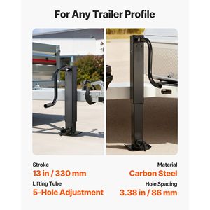 Martinetto per Rimorchio Resistente con Capacità di Carico di 5.443 kg, Manovella Regolabile, Accessori per Camper, Design a Saldatura Diretta Quadrata - Product Image 3