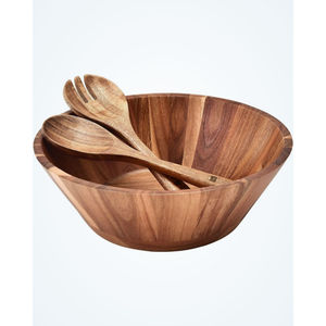 Highest Quality Acacia <b>Wood</b> 3 Piece <b>Large</b> Salad <b>Bowl</b> Set With Serving Utensils Natural Solid <b>Wood</b> Serving <b>Bowl</b> For Fruit & Pasta - Product Image 6