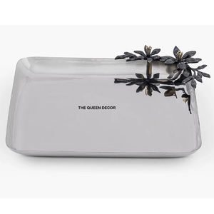 Plateau de service rectangulaire élégant en émail noir pour la maison, l'hôtel, le restaurant, accessoires de table, idéal et créatif - Product Image 3