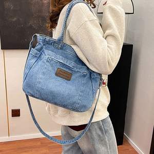 Sacs fourre-tout de haute qualité avec logo personnalisé, en jean et coton, sacs à bandoulière pour femmes, pour le shopping, les voyages et l'usage quotidien. - Product Image 6