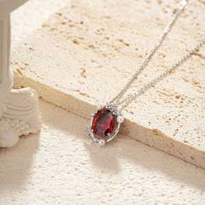 Pendentif grenat pour femme, argent sterling 925 plaqué or 14 carats, pierre de naissance de janvier, étoile céleste, perle, bijou cadeau - Product Image 2