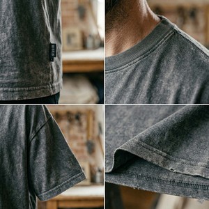 Camiseta Negra Deslavada con Efecto Ácido para Hombre, Estilo Y2K Grunge, Algodón Grueso, Hombros Caídos, Parche de Estrella Cosido, Camisetas Oversize - Product Image 4