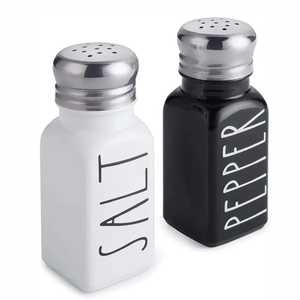 Modern Black White Glass <b>Salt</b> Pepper Shakers Set Stainless Steel Lid Leak Proof Dishwasher Safe Food Grade Spice Dispenser - Product Image 1