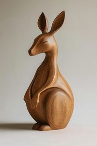 Escultura de Canguro de Madera Hecha a Mano, Figura Artística de Animal Estilo Art Deco, Decoración Irregular para Mesa, Decoración para el Hogar, para Sala de Estar, Personalizada - Product Image 4