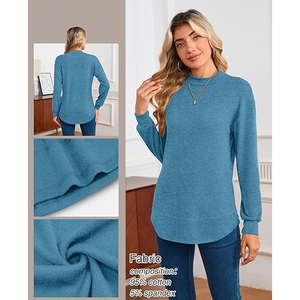 Fabricación al por mayor de suéteres de cuello alto para mujer, 100% algodón, estilo holgado y cómodo, con logotipo personalizado. - Product Image 2
