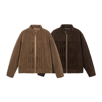 Nouvelle arrivée, veste bomber en tissu suédé avec logo personnalisé, col montant vintage, streetwear, hip hop, veste décontractée classique pour hommes