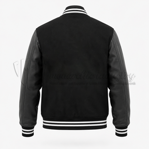 Chaqueta Universitaria Personalizada, Cuerpo de Lana, Mangas de Cuero, Chaqueta Letterman, Fabricante OEM ODM - Product Image 2