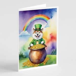 Akita St Patrick's Day Whimsical A7 Cartes vierges Lot de 8 avec enveloppes 5x7 Cartes de vœux - Product Image 1