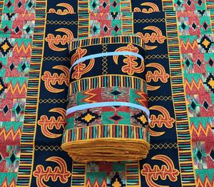 Tissu africain brodé en coton tissé, motif géométrique coloré, pour la décoration intérieure, les vêtements et les robes. - Product Image 3