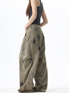 High Quality Solid Winter Loose Wide-Leg Denim Pants Women Casual Snow Wash Mid Waist Ripped Quick Dry Cotton - Product Image 5