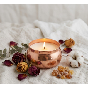 Pot à bougie en métal doré de luxe avec couvercle, personnalisable avec logo, pour mariage, en laiton élégant, fait main, rond, pour bougies votives, en promotion - Product Image 6