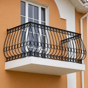 Rampe de balcon en fer forgé sur mesure, balustrade décorative en métal avec finition thermolaquée, garde-corps extérieur de sécurité pour maison de luxe - Product Image 3