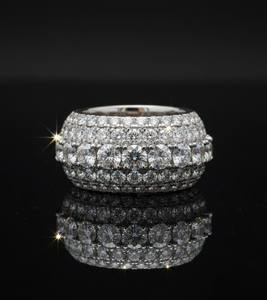 แหวนฮิปฮอปผู้ชายสุดหรู ดีไซน์ประดับเพชรหลายแถว เงินแท้ 925 ชุบทอง 10K 14K  เครื่องประดับโดดเด่นเป็นเอกลักษณ์ ของขวัญสำหรับเขา - Product Image 1