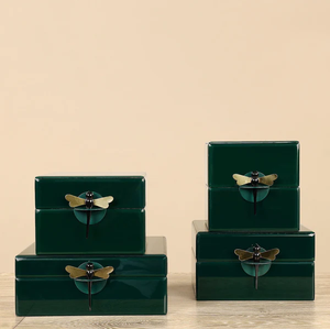 Luxury Olive Green Color Mirror <b>Glass</b> Decorative Storage Box Key <b>Knob</b> Premium Jewelry Vanity Organizer Boxes Home Decor Lacquer - Product Image 1