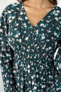 Floral Print Midi <b>Dress</b> V-Neck Puff Sleeve A-Line Woven Casual <b>Spring</b> Women's <b>Dress</b> Breathable Relaxed Fit - Product Image 5