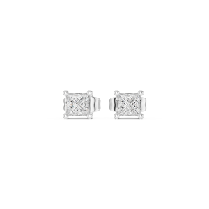 Wholesale Price Screw <b>Back</b> Stud <b>Earrings</b> Exquisite 14K Solid White Gold Fine Jewelry Comes With Princess Cut Lab Grown Diamond - Product Image 1
