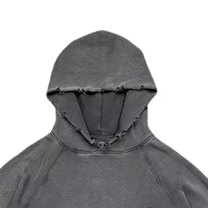 Hoodies à fermeture éclair sur mesure, service OEM, pour l'hiver, coupe oversize, grammage lourd, couleur unie, effet délavé à l'acide, vieilli et décoloré par le soleil - Product Image 4