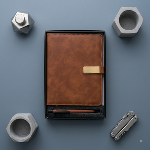 Agenda Premium A5 Multicolor con Cubierta de Cuero PU Marrón y Bolígrafo para Planificación Empresarial, Logotipo Personalizado, Regalo Ejecutivo de Oficina - Product Image 1