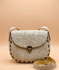 Vintage <b>Tooled</b> <b>Leather</b> Shoulder Bag Floral Embossed Crossbody Purse Flap Saddle Handbag for Daily Travel - Product Image 1