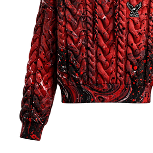 Sweat-shirt à capuche décontracté à motif graphique rouge et noir, manches longues, style streetwear, avec cordon de serrage, design intégral - Product Image 6