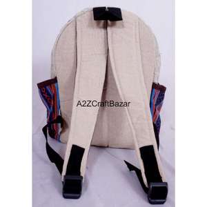 Sac à dos unisexe fait main en toile 100% coton, léger, vintage, 20L, avec fermeture éclair, bretelles arquées et poignée souple - Product Image 6