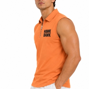 Polo sin mangas para hombre, camiseta informal de algodón relajado con cremallera frontal, diseño de punto transpirable, tacto ligero y suave - Product Image 3