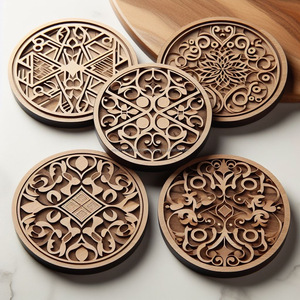 Posavasos de madera para tazas de té | Posavasos cuadrados de madera para bebidas | Diseño ecológico, duradero y minimalista - Product Image 3