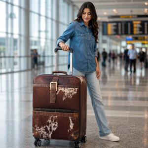 New Real Cowhide Leather Luggage Bags Multi Uses Handmade Trolley Bag Unisex <b>Big</b> Size Multi Uses <b>Suitcase</b> Hair on Hide - Product Image 3