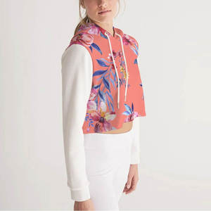 Services OEM en gros – Nouveaux sweats à capuche courts pour femmes, manches longues, 100 % coton, couleur unie, style Y2K, en tissu polaire - Product Image 3