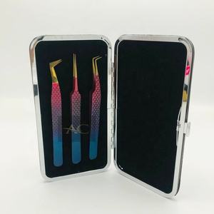 แหนบขนตาสองโทนสีทองปลายเคลือบสีทองทำจากสเตนเลสสตีลจับเพชรแบบมืออาชีพโลโก้ได้ตามต้องการ - Product Image 3