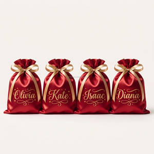 Custom Satin Drawstring Gift Dust <b>Bag</b> With Personalized Names For Christmas Halloween <b>Festivals</b> Holiday Parties Gift Packaging - Product Image 1