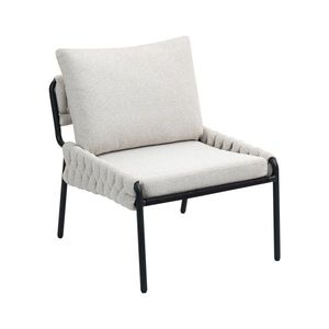 Sillón Moderno con Respaldo de Ala, Tapicería Trenzada, Estructura Metálica y Cojín Suave para Sala de Estar o Dormitorio - Product Image 5
