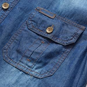 Chemise en jean vintage oversize pour homme 2026, en coton lavé 9oz, manches courtes, décontractée, été, écologique, séchage rapide, personnalisable - Product Image 4