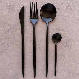 Ensemble de couverts en acier inoxydable noir, 4 pièces, ensemble de couverts modernes, couteau, fourchette, cuillère, vaisselle pour restaurant, hôtel, maison, salle à manger - Product Image 3