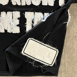 T-shirts pour hommes en coton épais de haute qualité, surdimensionnés, avec broderie et patchs appliqués, vente en gros sur mesure - Product Image 6