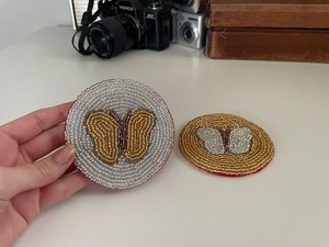 Handmade Butterfly <b>Beaded</b> <b>Coasters</b> Set of 2 - Product Image 6