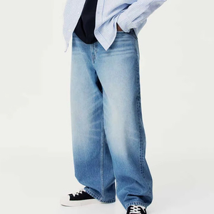 กางเกงยีนส์เดนิมผู้ชายแบบยืดทรงปกติ เอวกลาง ทรงตรง สไตล์ธุรกิจ/ลำลอง ผ้าฝ้าย ระบายอากาศได้ดี สีน้ำเงิน สำหรับฤดูร้อน - Product Image 5