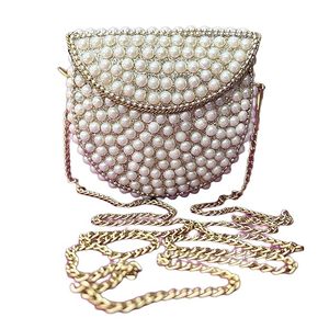 Bolso Mini Pearl UnfoldSelf |   Bolso de mano con cuentas hecho a mano - Bandolera para mujeres y niñas, adornos blancos en metal - Product Image 6