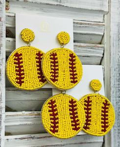 Boucles d'oreilles pendantes légères et confortables à perles, thème sport baseball, pour femmes et jeunes filles, triple motif, durables - Product Image 4