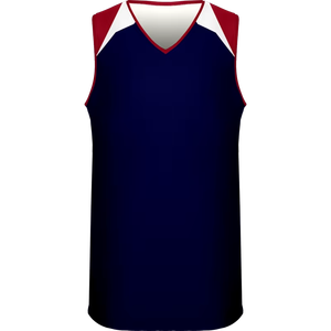 Men's V-Neck Sleeveless Basketball Jersey Dark Blue Red White Sublimated Print Moisture Wicking Polyester Regular Fit All Season - Product Image 1