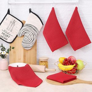 Panni da Cucina in Cotone 100% a Nido d'Ape Ultra Morbidi e Assorbenti ad Asciugatura Rapida 30x30 cm Confezione da 6 Asciugamani Rossi - Product Image 3