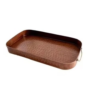 Premium <b>Copper</b> Serving Tray Durable Serving Platter for Tea Coffee Snacks Drinks Kitchen Dining <b>Table</b> and Party Serving Use - Product Image 4