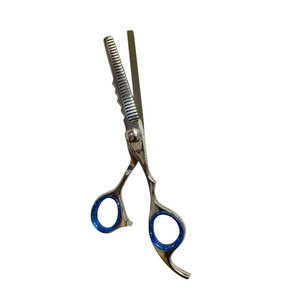Stainless Steel Foldable Right-Handed Medium Handle <b>Thinning</b> Scissors Blue <b>Rings</b> Professional - Product Image 5