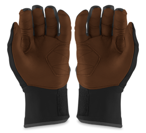 Gants de frappeur de baseball en cuir de qualité supérieure, manchette longue, antidérapants, soutien flexible pour la main, protection rembourrée, cuir noir et marron - Product Image 2